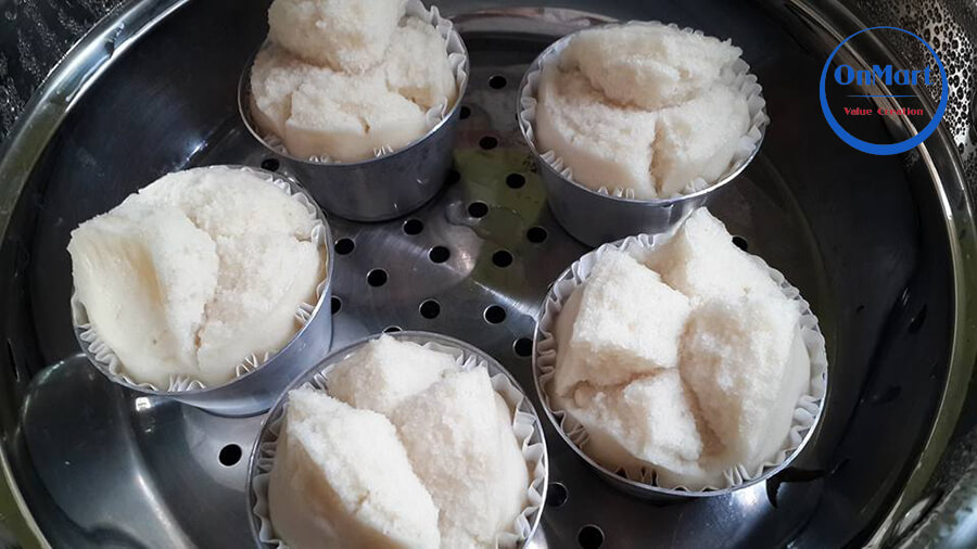Hấp bánh bò rễ tre Hấp bánh bò rễ tre