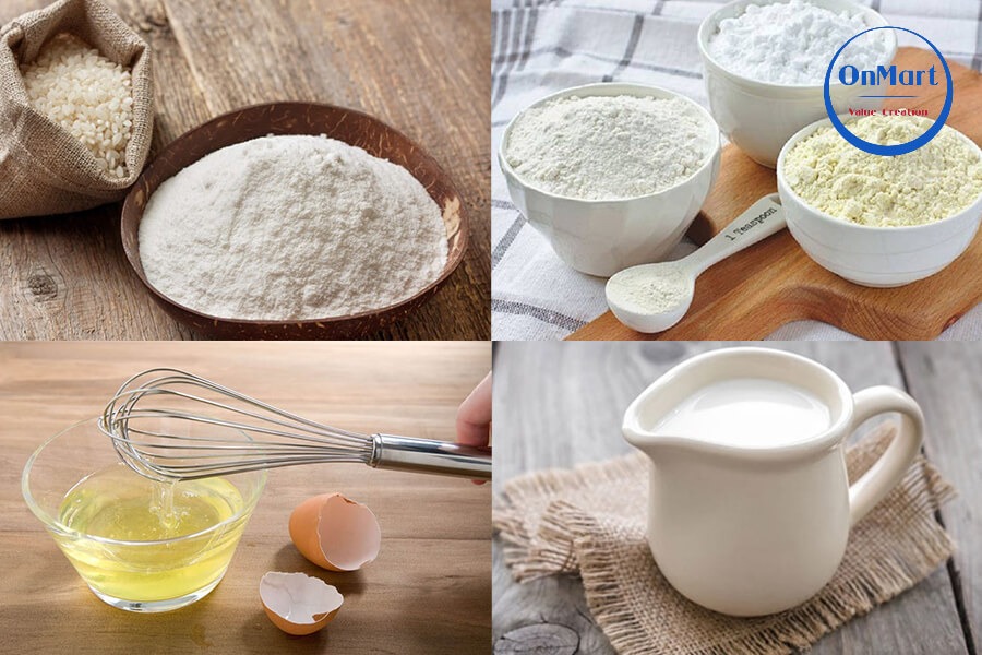 Nguyên liệu cách làm bánh từ bột gạo và trứng Nguyên liệu cách làm bánh từ bột gạo và trứng