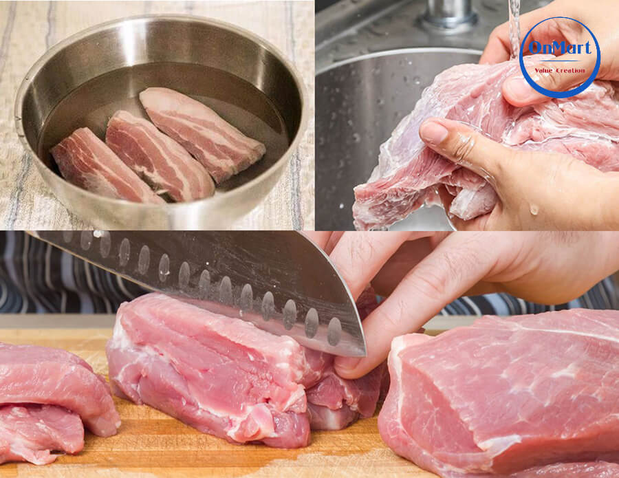 Sơ chế thịt heo để xào với sả ớt Sơ chế thịt heo để xào với sả ớt