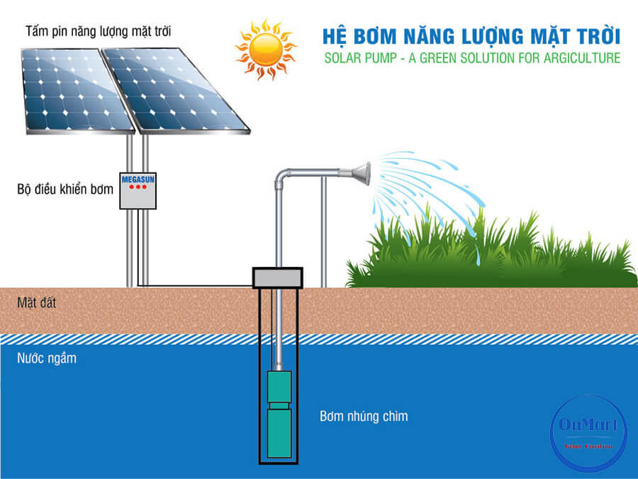 Nguyên lý hoạt động của máy bơm nước năng lượng mặt trời Nguyên lý hoạt động của máy bơm nước năng lượng mặt trời
